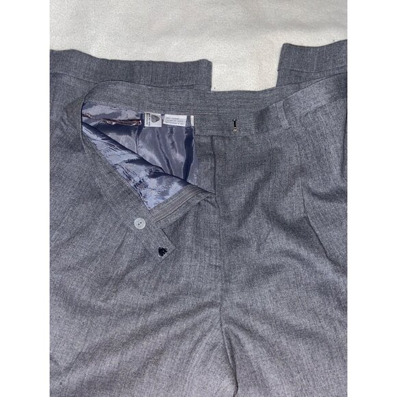 Rena Rowan Womens Gray Worsted Wool Sz 14 Flat Front Pleated Lined Dress Pants - Picture 5 of 14